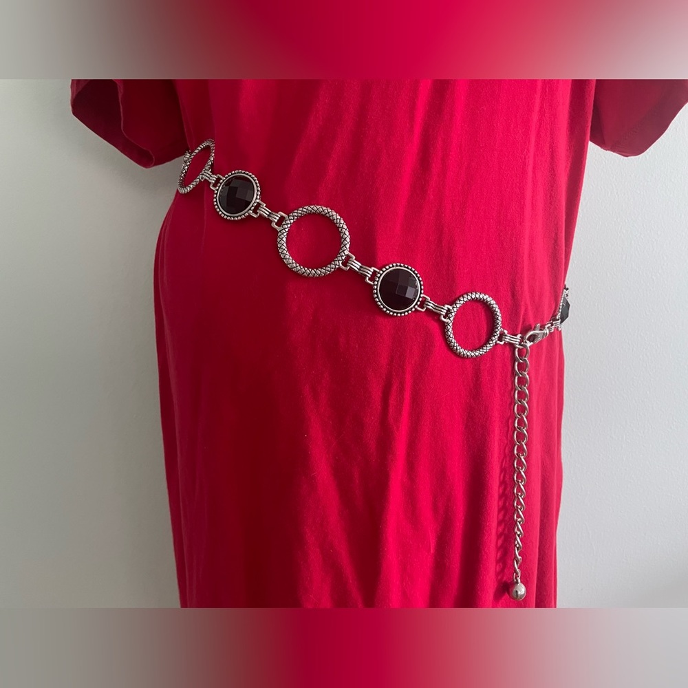 Silver and black Festival chain / festival belt